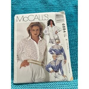 McCalls 6884 Sewing pattern shirt button down lace yoke hem size 14 16 18